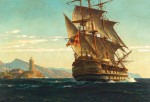 Репродукция морской пейзаж от 223 грн.: Трехмачтовый корабль возле берега