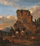 ₴ Репродукция пейзаж от 223 грн.: Итальянский пейзаж с пастухами перед руинами