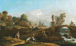 ₴ Картина пейзаж художника от 169 грн.: Каприччио с классическими и средневековыми мотивами и некоторыми зданиями из Дрездена