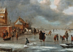 ₴ Репродукция пейзаж от 241 грн.: Зимний пейзаж с фигуристами на льду