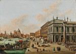 ₴ Репродукция городской пейзаж от 229 грн.: Моло возле Библиотеки Марчиана, выходящей на вход в Большой канал, Венеция