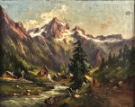 ₴ Репродукция картины пейзаж от 193 грн: Летняя горная долина с путником