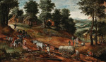 ₴ Репродукция картины пейзаж от 152 грн.: Лесной пейзаж с крестьянами на дороге