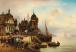 ₴ Картина бытовой жанр художника от 170 грн.: Оживленная сцена в гавани
