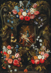 ₴ Репродукция натюрморт от 274 грн.: Гирлянда цветов, окружающая картуш с Пьетой