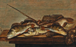 ₴ Репродукция картины натюрморт от 157 грн.: Рыба и рыболовные принадлежности