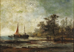 ₴ Купить картину море художника от 175 грн.: Лодки на берегу озера