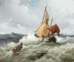 ⚓Репродукція морський краєвид від 381 грн.: Рибальський човен у бурхливому морі