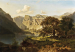 ₴ Репродукция пейзаж от 293 грн.: Горное озеро с пастухами