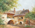 ₴ Репродукция картины пейзаж от 193 грн.: Старый двор в Швалленбахе