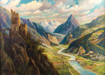 ₴ Репродукция картины пейзаж от 175 грн.: Вид со Шрофенштейна на Верхнюю долину реки Инн, на заднем плане Миминкеркет, руины Кронбурга и Замс