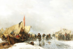 ₴ Картина пейзаж художника от 172 грн.: Зимние развлечеия на льду