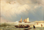 ₴ Купить картину море художника от 224 грн.: Рыбаки на пляже с надвигающейся бурей
