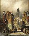 ₴ Репродукция городской пейзаж от 242 грн.: Вид на голландский город зимой