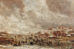 ₴ Картина пейзаж художника от 184 грн.: Зимние развлечения в сумерках