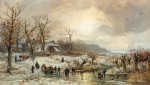 ₴ Репродукция картины пейзаж от 147 грн.: Зимние развлечения на закате