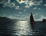 ⚓Картина морской пейзаж известного художника от 225 грн.: Восход луны над озером Леман