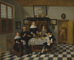 ₴ Картина бытовой жанр художника от 193 грн.: Семейная группа в интерьере