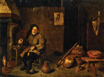₴ Картина бытового жанра художника от 199 грн.: Крестьянин с пустой кружкой у камина