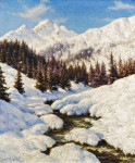 ₴ Репродукция картины пейзаж от 178 грн.: Ручей в снегу