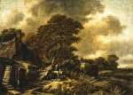 ₴ Репродукция картины пейзаж художника от 175 грн: Пейзаж с крестьянскими домиками в ненастную погоду