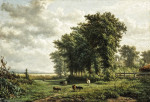 ₴ Репродукция картины пейзаж художника от 170 грн.: Пейзаж с коровами на лугу