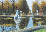 ₴ Репродукция городской пейзаж от 293 грн.: Фонтан Наиадес в парке замка Шенбрунн