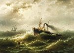 ₴ Репродукция картины морской пейзаж художника от 175 грн.: Пароход в шторм на Северном море