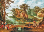 ₴ Картина пейзаж художника от 199 грн.: Лесной пейзаж с Авраамом, изгоняющим Агарь и Исмаила