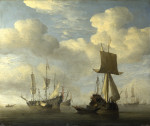 ₴ Картина морской пейзаж высокого разрешения от 202 грн.: Английский и голландские суда в штиль