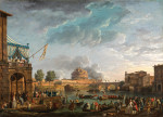 ₴ Картина городской пейзаж известного художника от 175 грн.: Спортивное состязание на Тибре в Риме