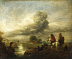 ₴ Картина бытового жанра известного художника от 210 грн.: Два всадника возле реки