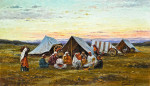 ₴ Картина бытового жанра художника от 147 грн.: Вечер в лагере