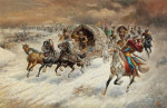 ₴ Картина бытового жанра художника от 163 грн.: Казачий караван в зимнем пейзаже