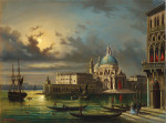 ₴ Картина городской пейзаж высокого разрешения от 180 грн.: Пунта делла Догана и Санта Мария делла Салюте, Венеция в лунном свете
