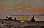 ₴ Картина морской пейзаж художника от 161 грн.: Баржи на закате