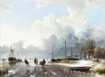 ₴ Репродукция пейзаж от 235 грн.: Зимняя сцена с фигуристами на льду