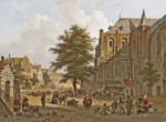 ₴ Репродукция городской пейзаж от 309 грн.: Оживленный рынок в небольшом голландском городке