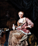 Картина бытовой жанр известного художника от 185 грн.: Молодая девушка с бокалом вина