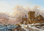 ₴ Репродукция пейзаж от 229 грн.: Зимний пейзаж с путниками у городских ворот