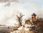 ₴ Репродукция пейзаж от 241 грн.: Зимний пейзаж с собирателя хвороста