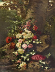 ₴ Репродукция натюрморт от 331 грн.: Розы, цветущие ветки и малина