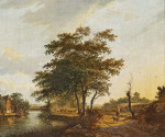 ₴ Картина пейзаж художника от 198 грн.: Пейзаж со стадом овец вдоль реки