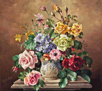 ₴ Репродукція натюрморт від 277 грн.: Троянди у скульптурній урні