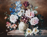 ₴ Репродукция натюрморт от 265 грн.: Цветы в скульптурной вазе