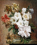 ₴ Картина натюрморт художника от 181 грн.: Мальвы, пионы и другие цветы