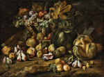 ₴ Репродукция натюрморт от 261 грн.: Корзина с фруктами и дыня