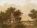 ₴ Картина пейзаж художника от 186 грн.: Пейзаж с фигурами возле домика