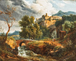 ₴ Картина пейзаж художника от 195 грн.: Итальянскии пейзаж в городе крепости