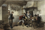 ₴ Картина бытового жанра художника от 168 грн.: Некоторые мужчины и солдат в гостинице